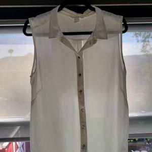 HM white sleeveless sheer blouse button down